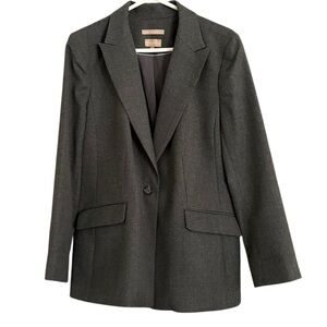 Talbots Charcoal Gray Lightweight Wool Woven In Italy Career Blazer Sz 16